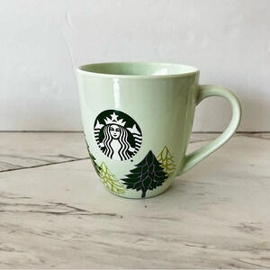Starbucks Coffee Mug 16 oz. 2020 Holiday Christmas Pine Trees Green Pistachio